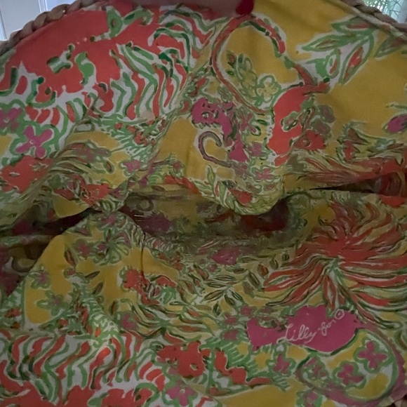 💛🧡Lilly Pulitzer LARGE Straw Beach Tote with Stylish Lining and Golden handles - Picture 8 of 10